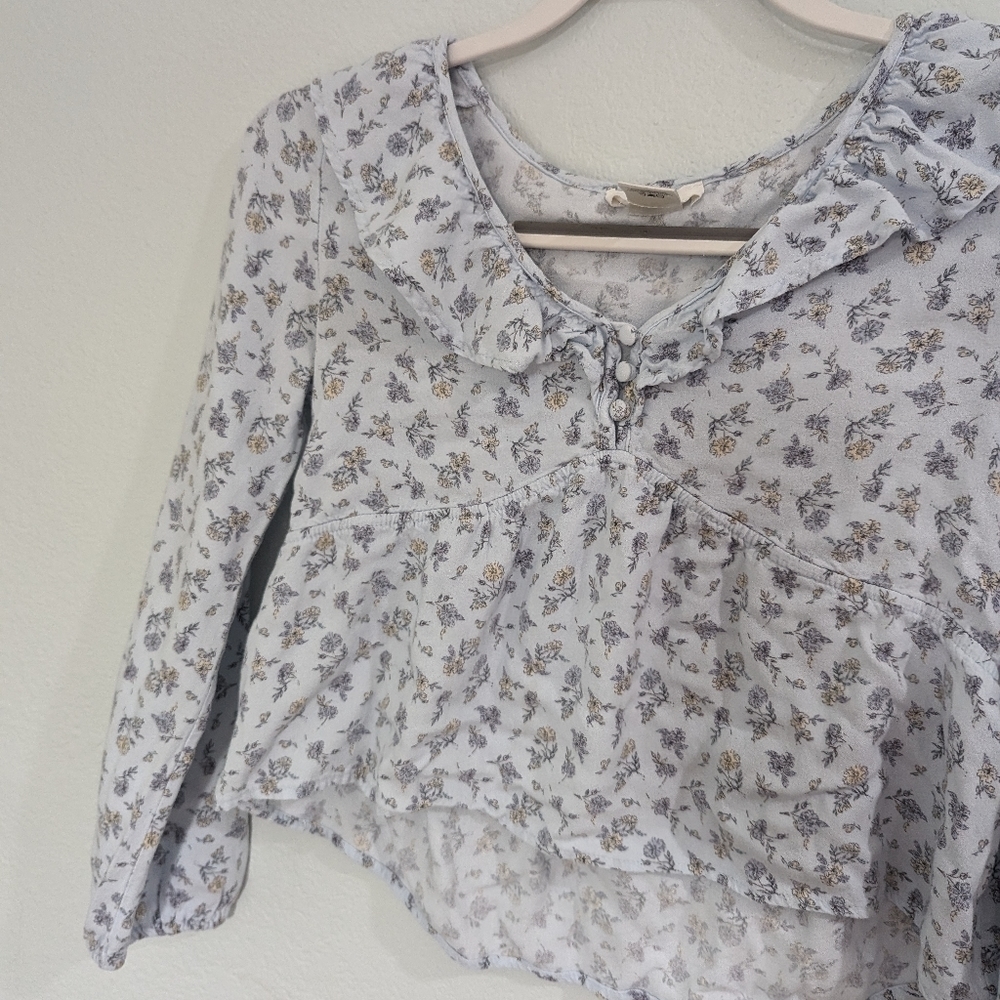 URBAN Romantics blue floral babydoll top - Picture 5 of 11